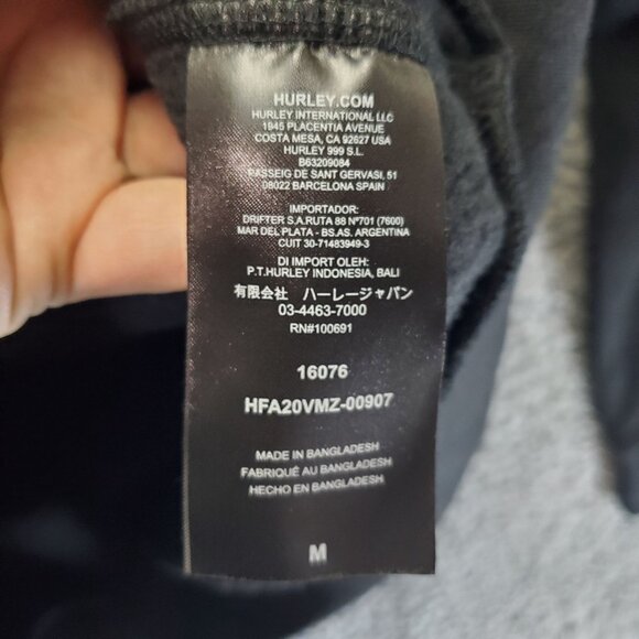 Hurley Shirt Mens Medium Black Full Zip Kangaroo Pocket Hoodie - Picture 3 of 10